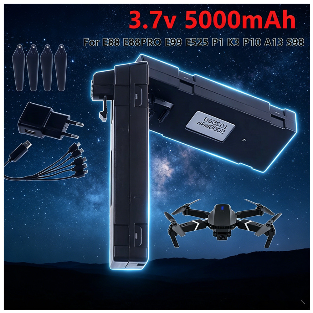 Drone Rc E88 Pro - Batterie Li-ion rechargeable 3.7V 5000mAh ou