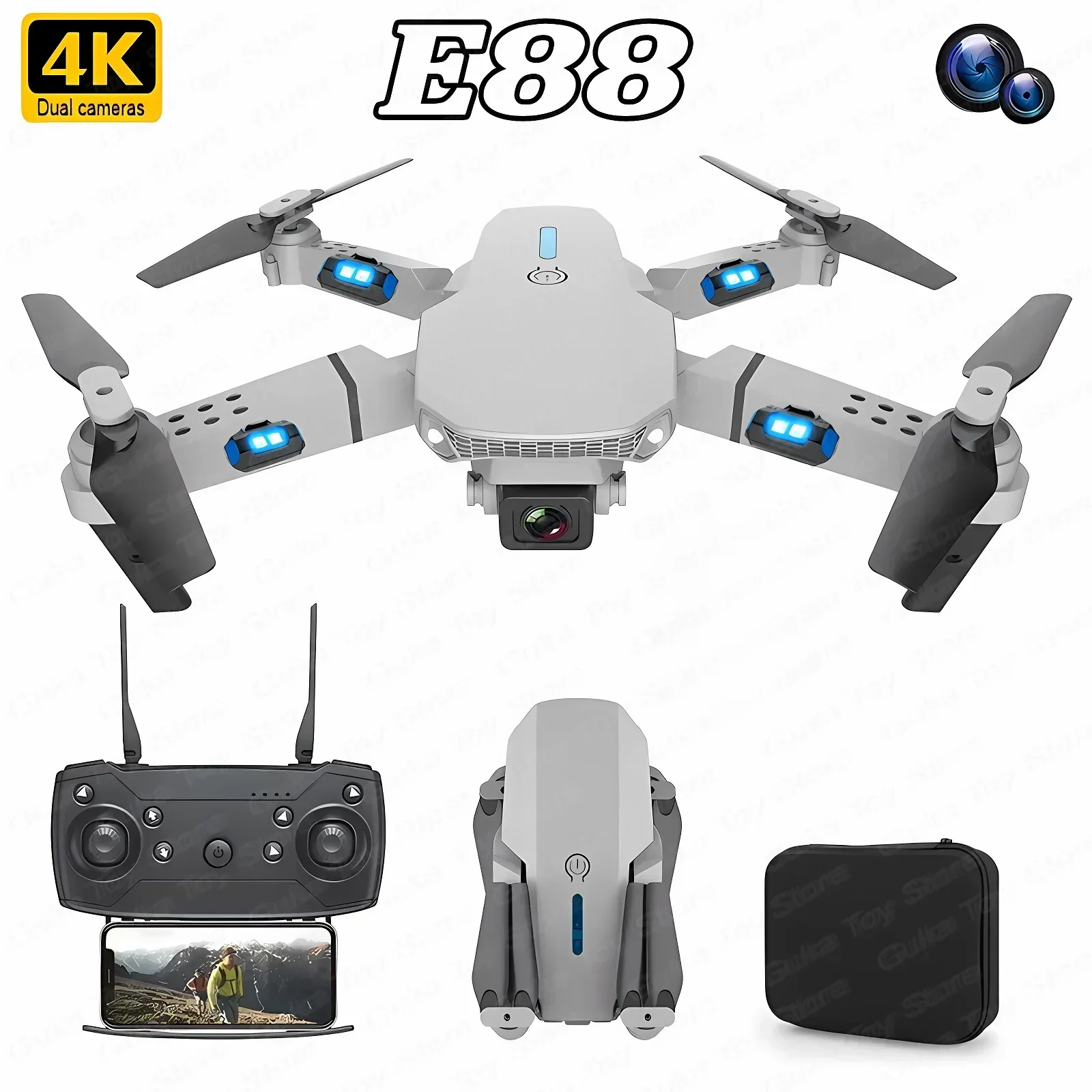 Drone Rc Plegable - Drone E88 Pro WIFI FPV Grand