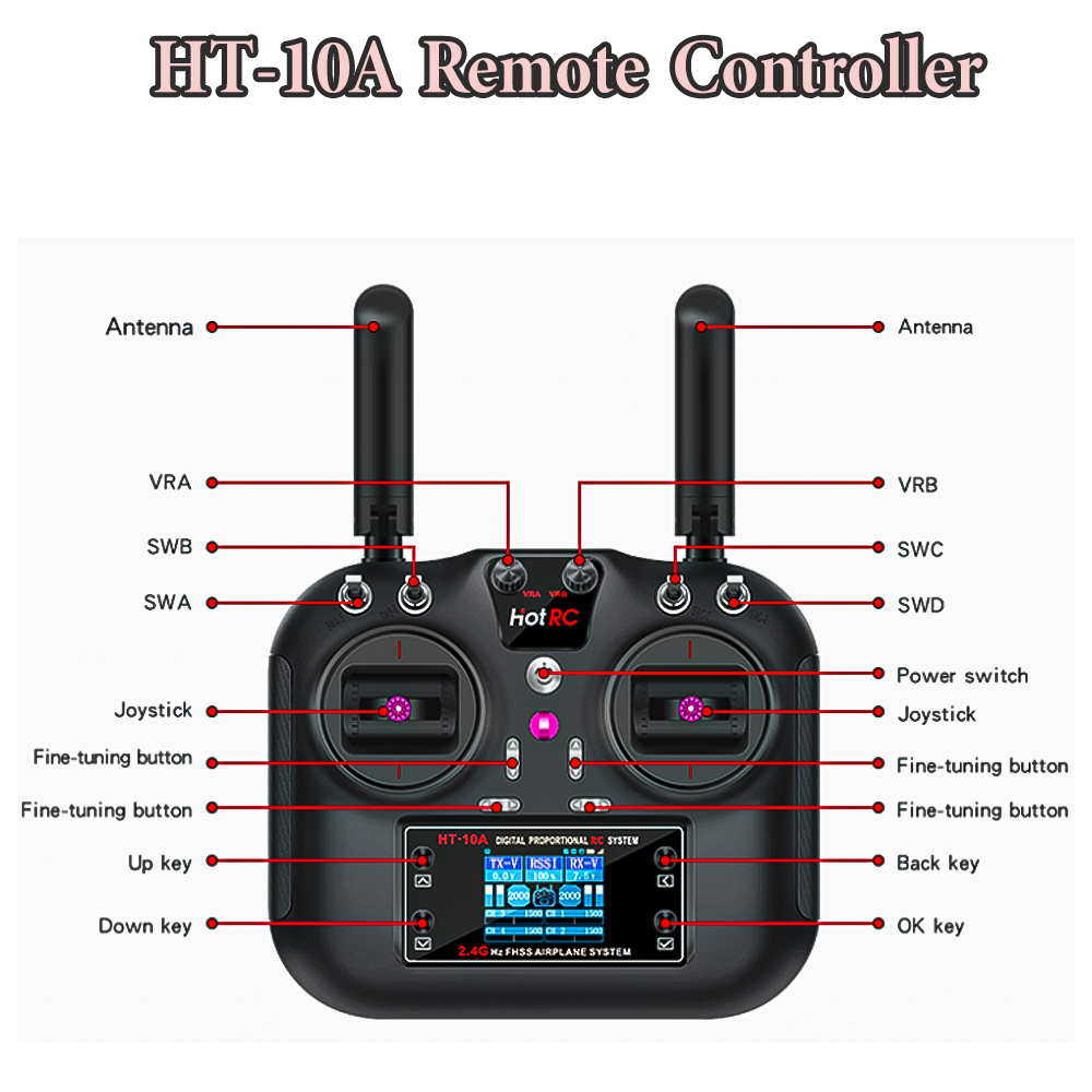 Émetteur Hotrc HT-10A 2.4G 10C - Drone Rc Controller And Receiver avis et prix